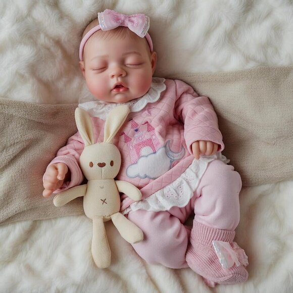 17-Inch Real Baby Feeling Realistic-Newborn Sweet Smile Sleeping Dolls - Picture 4 of 7